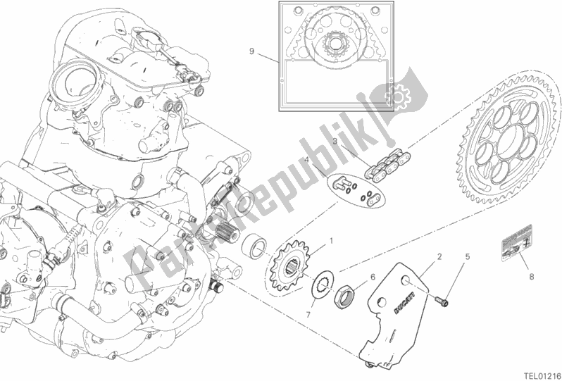 All parts for the Front Sprocket - Chain of the Ducati Hypermotard 950 SP 2020